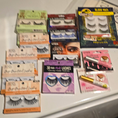 Mixed Brands False Eyelashes & Liquid Adhesive 3D Reusable Long Full Volume