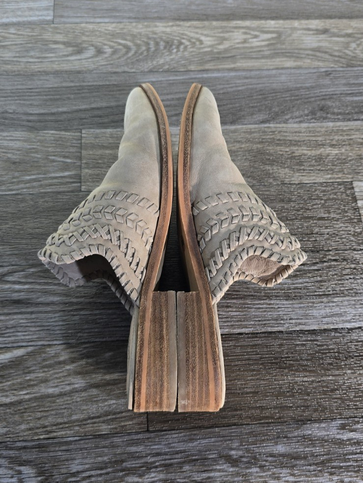 Vince Camuto Sona Mules Womens 5.5 Beige Woven Braided Leather Slip On Shoes