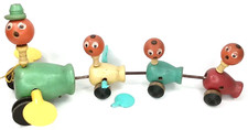 Vintage 1956 Fisher Price Gabby Goofies Wood & Plastic Pull Toy Made In USA