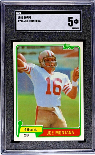 1981 Topps Football #216 Joe Montana Rookie Centered SGC EX 5 NO Creases!