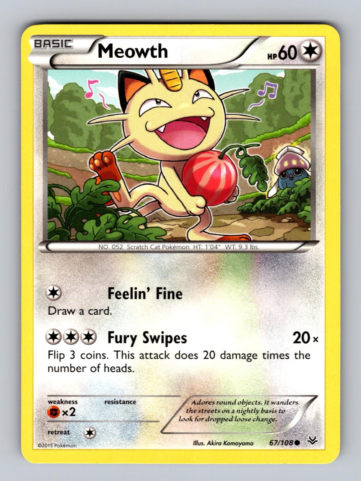Meowth 67/108 Common Roaring Skies Pokemon Lightly Played