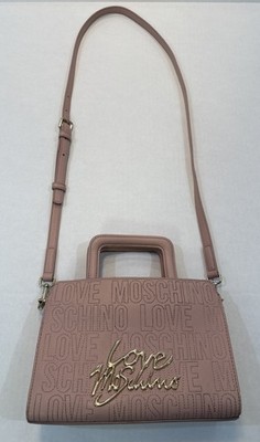 100% AUTHENTIC LOVE MOSCHINO SMALL PINK EMBOSSED HANDBAG CROSSBODY