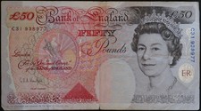 Great Britain Bank of England &pound;50 pounds Note Queen Elizabeth II 50 Pound