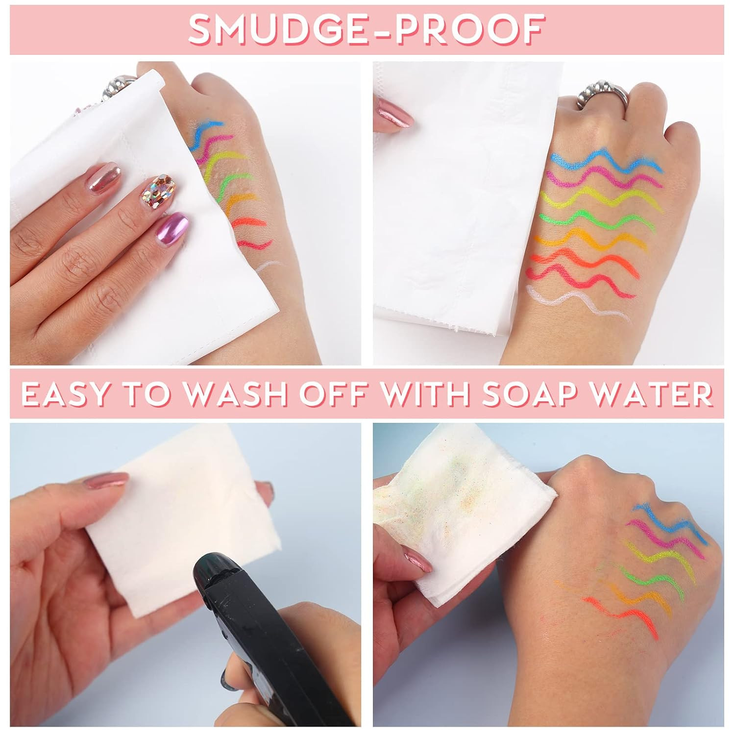 8 Colors UV Neon Liquid Eyeliner Set, Matte Colored Eyeliner Pens, Waterproof