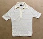 Vintage Men's 1970s Puritan Ban-Lon Full Fashioned Polo White Stripes L — photo 1