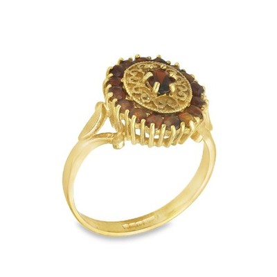 Ring 9 kt Gelbgold Granatrad Stil - Größe L1/2 - 14 mm