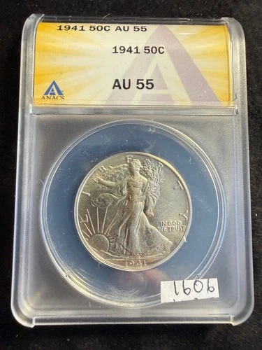 1941 AU 55 Walking Liberty Half Dollar 50c ANACS AU55 Lady Liberty Half 1606