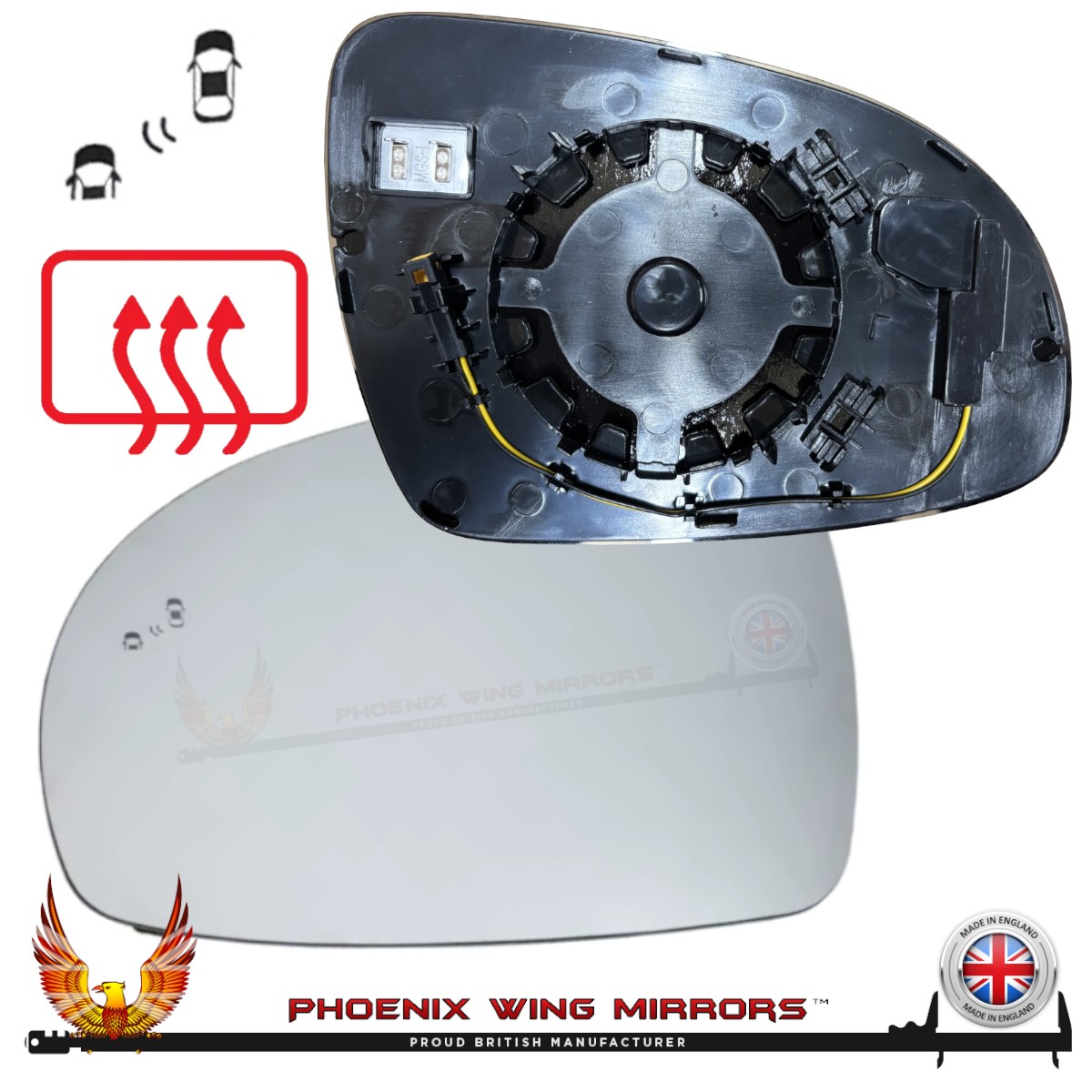For Kia Sportage 2016-2021 Heated BSD Assist Door Mirror Glass Left Hand Side