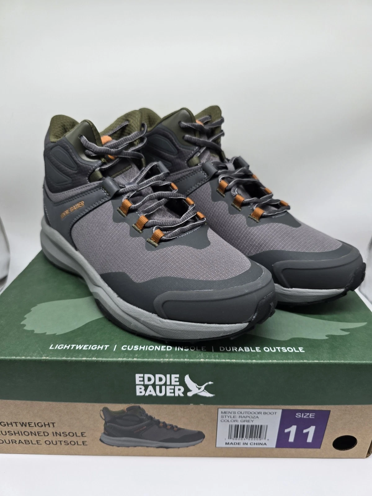 NEW Eddie Bauer Men's Size 11 Rapoza Outdoor Boots Grey Lace Up Ankle