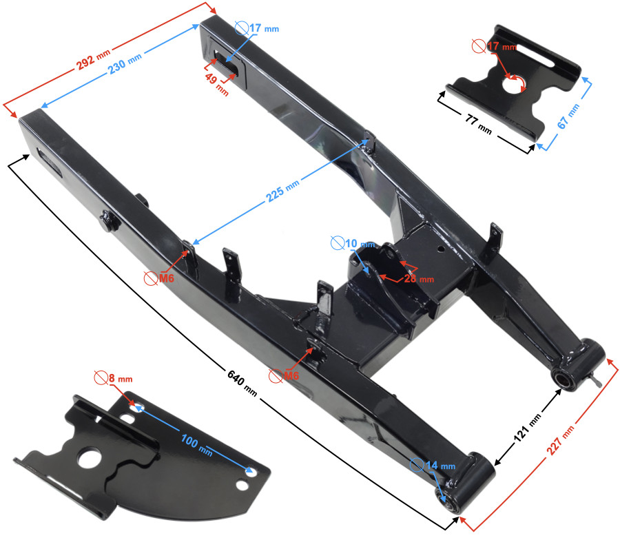 Bras oscillant arrière GT 125 anti-vibration pour supprimer le jeu de suspension