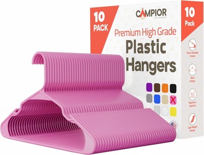 Plastic hangers 10 Pack  Heavy-Duty Plastic Hangers Slim and Space-Saving Hanger
