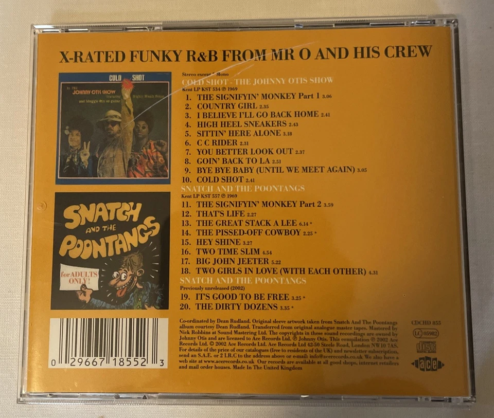 Cold Shot / for Adults only by Otis, Johnny / Snatch & Poontangs (CD, 2002) — 第 2/4 张图片