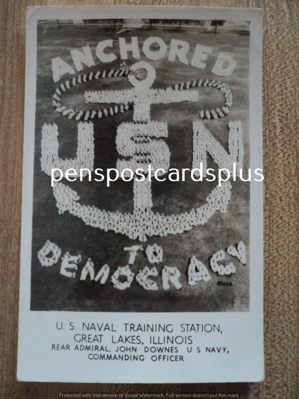 GREAT LAKES IL Illinois U.S. Naval Training Station Sailors Design RPPC Postcard