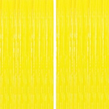 2 PCS Yellow Backdrop Curtain Foil Fringe Streamers Birthday Party Decoration