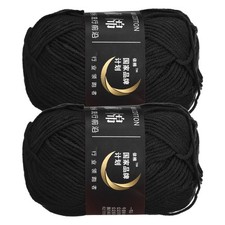 2 Pack of 50g Acrylic Yarn Skeins Soft Crochet Yarns for Knitting Black