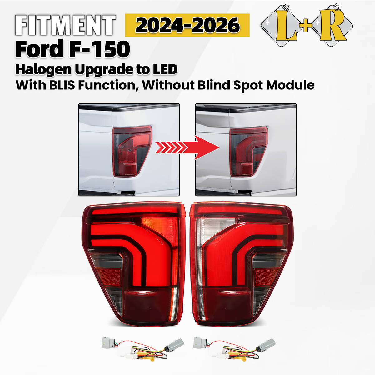 For 2024 2025 2026 Ford F-150 Halogen Upgrade Full LED Tail Light