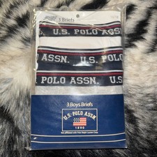 U.S. Polo Assn Boy's Briefs Color White Blue Gray Size 6/7