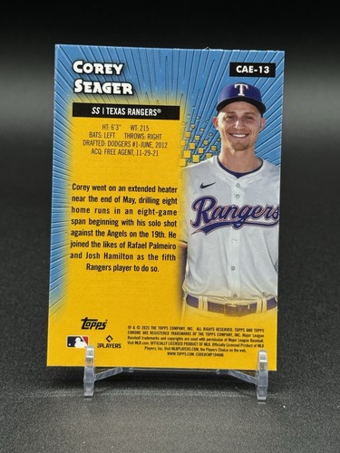 2025 Topps Chrome All-Etch Corey Seager #CAE-13 Texas Rangers - Picture 2 of 2