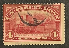 Travelstamps: 1912-13 U.S. STAMP PARCEL POST Q4 RURAL CARRIER 4 CENTS USED NG 