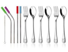 15-Piece Silverware Set - Stainless Steel Toddler Kids Utensils, 3 Forks, 3 S...