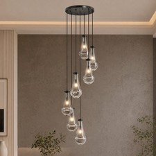 7-Light Black Raindrop Pendant LED Light Chandelier Living Room Kitchen Fixture