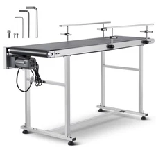 Belt Conveyor PVC Stainless Steel Belt Conveyor 59"x15.7" Double Guardrail