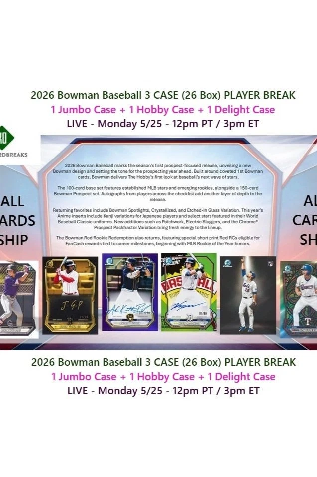 2026 Bowman 3 CASE Jumbo/Hobby/Delight 26 Box BREAK #4