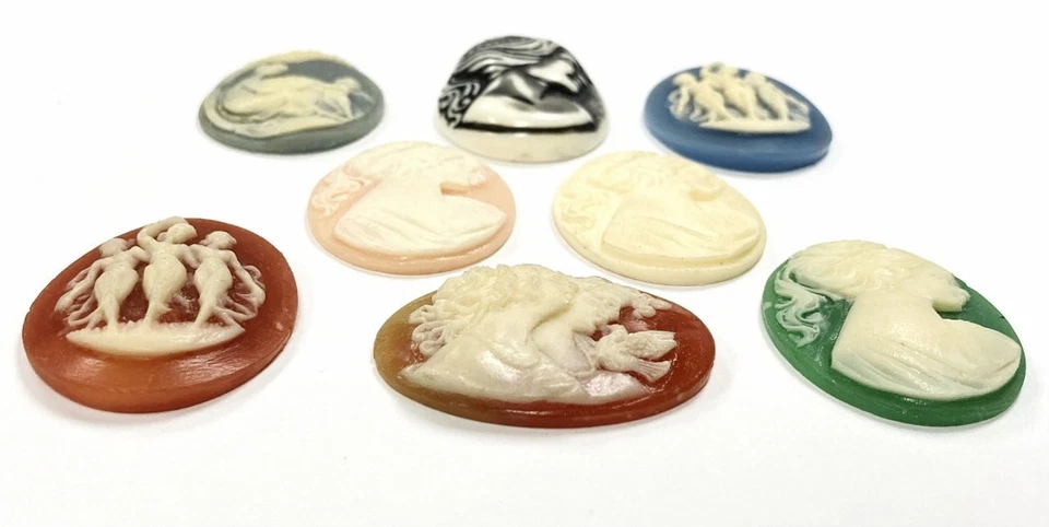 15 camafeos acrílicos vintage (Hong Kong Japón Alemania Occidental) hágalo usted mismo fabricación de joyas C81OL Foto 4 de 4