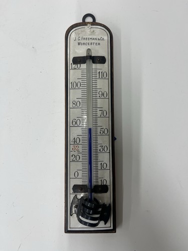 Vintage J.C Freeman Co. Worcester Advertising Thermometer Working Condition