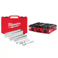 14 In. Drive Saemetric Ratchet And Socket Mechanics Tool Set 50-piece With P