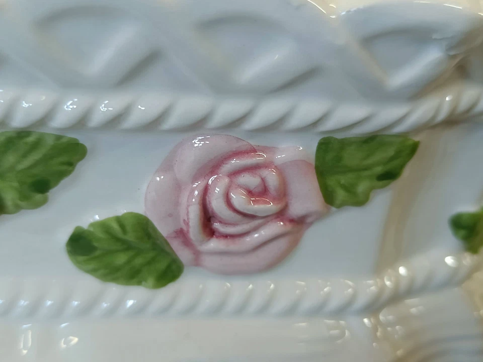 Vintage Keramik Pflanzentopf mit Rosen Blumenschale Deko Übertopf Pflanzgefäß - Bild 2 von 4