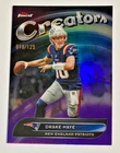 2025 TOPPS FINEST NFL DRAKE MAYE CREATORS PURPLE REFRACTOR SP #/125 PATRIOTS