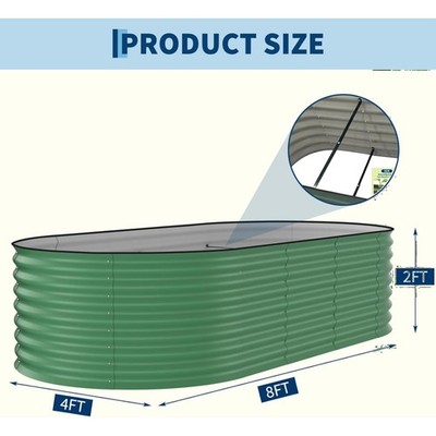 Elegant 8x4x2ft Oval Galvanized Raised Garden Bed - Safe Gardening Solution