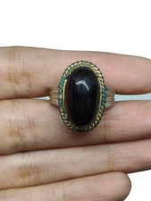 Genuine Natural Old Agate Size 9US Ring Signet Sterling Silver Near Eastern