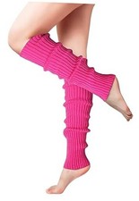 Clothirily Leg Warmers, Fashion Knit Neon Leg Warmers, Ribbed Knit Leg Hot Pink