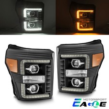 Fit 11-16 Ford Super Duty Luxx-series Led Drl/sequential Signal Headlights