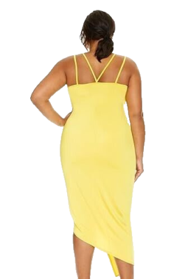 FTF Women's Naya Strappy Slit Asymmetrical Knot Detail Midi Dress Plus Size  1x | eBay