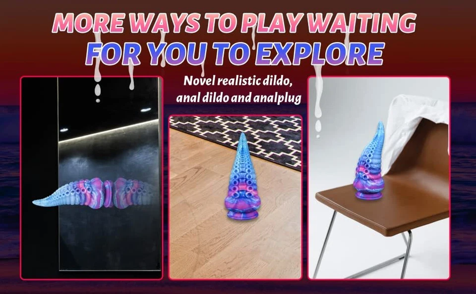 ENORME Consolador Realista Tentáculo Manos Libres Ventosa Anal Dong Juguete Sexual para Mujeres Foto 2 de 4