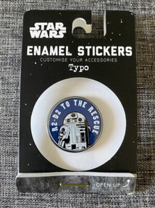 Star Wars 1” Diameter Enamel Sticker “R2-D2 To The Rescue” TYPO -New In Package