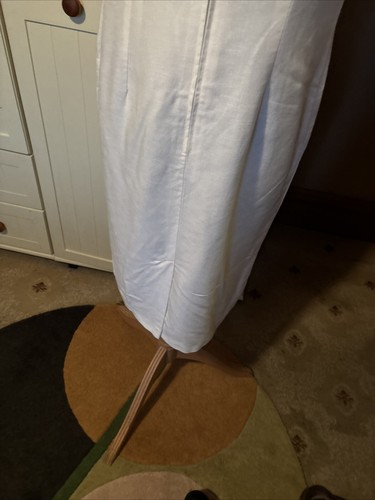 M&S Marks Spencer Vintage Cream Linen Blend Sleeveless Lined Midi Dress Size 12 - Picture 7 of 10