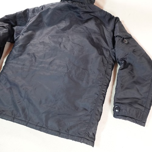 Vintage Gap Snorkel Parka Jacket Mens Medium Blue Military Faux Fur Arctic Coat - Picture 11 of 16