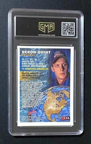 1994-95 Topps Finest Deron Quint Rookie GMA 9 Mint World Junior Championship - Image 2 of 2
