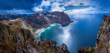 Landscape nature beach mountains sea island lofoten Custom Gaming Mat Desk