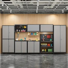 Garage Storage Cabinet System 8 Pcs Garage Workshop Set With Steel Shelving Garage Storage Cabinet System 8 Pcs Garage Workshop Set With Steel Shelving