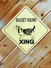 Basset Hound Crossing Sign Plaque - Weatherproof Bassett Dog Xing Outdoor Decor