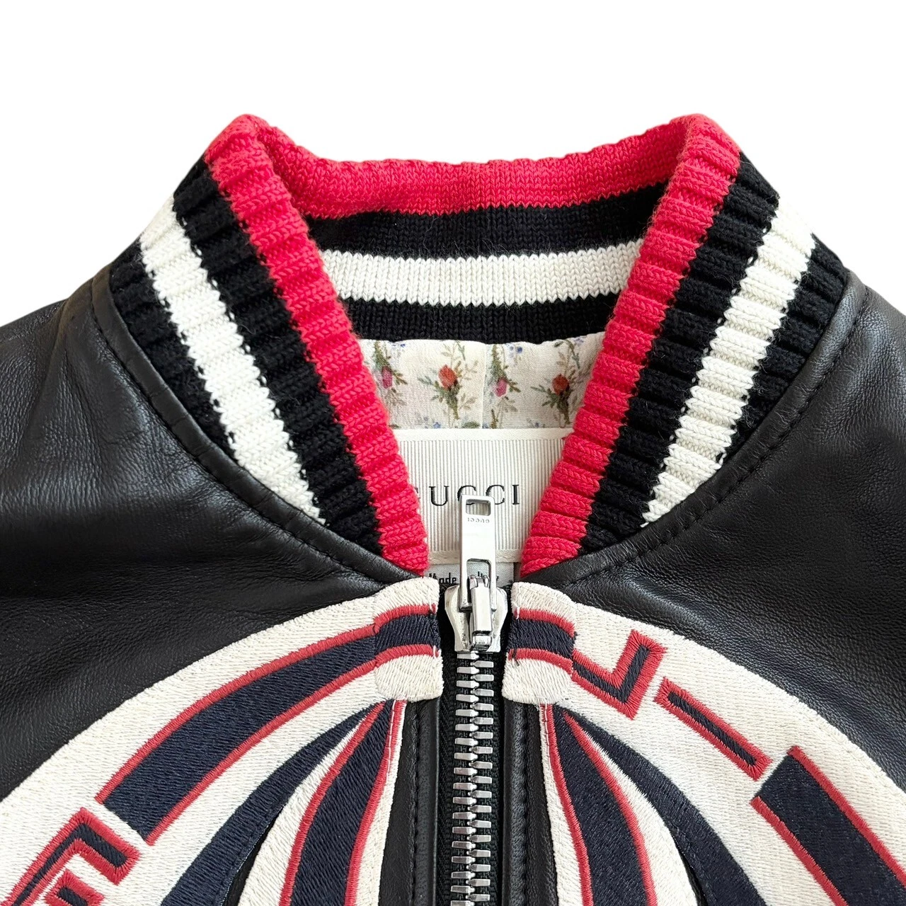 Giacca Bomber Gucci 'Inutilizzata' Trompe L'oeil Fiocco Nappa Pelle 12 Originale