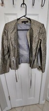 NIPON BOUTIQUE WOMEN Size 8P BLAZER Grey Green Accents Long Sleeve Lined