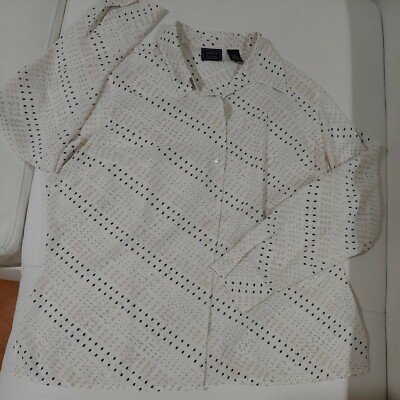 Laura Scott woman polyester multicolor dots long sleeve blouse size 18