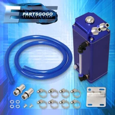 For Chevy Blue Square Aluminum Billet High Capacity Oil Catch Can Reservoir Tank