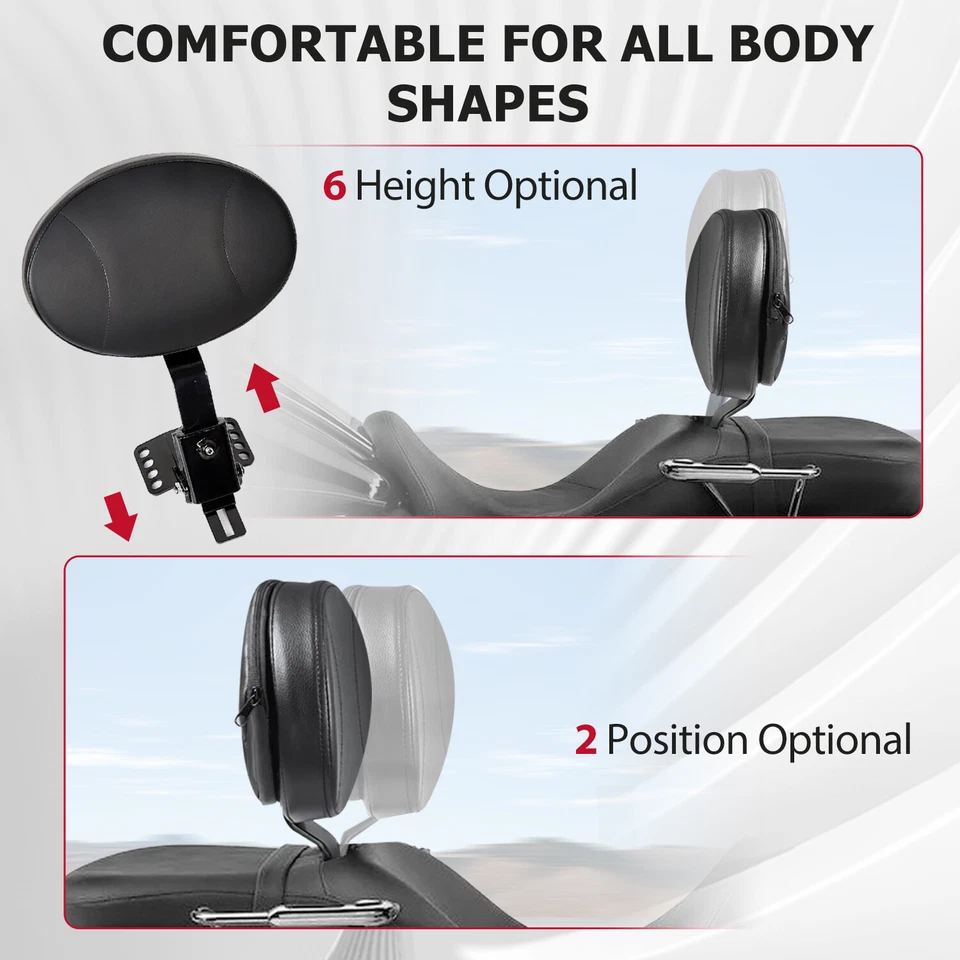 Plug-In Driver Rider Backrest For Harley Touring Road King Street Glide 1997-24 - Image 3 of 4